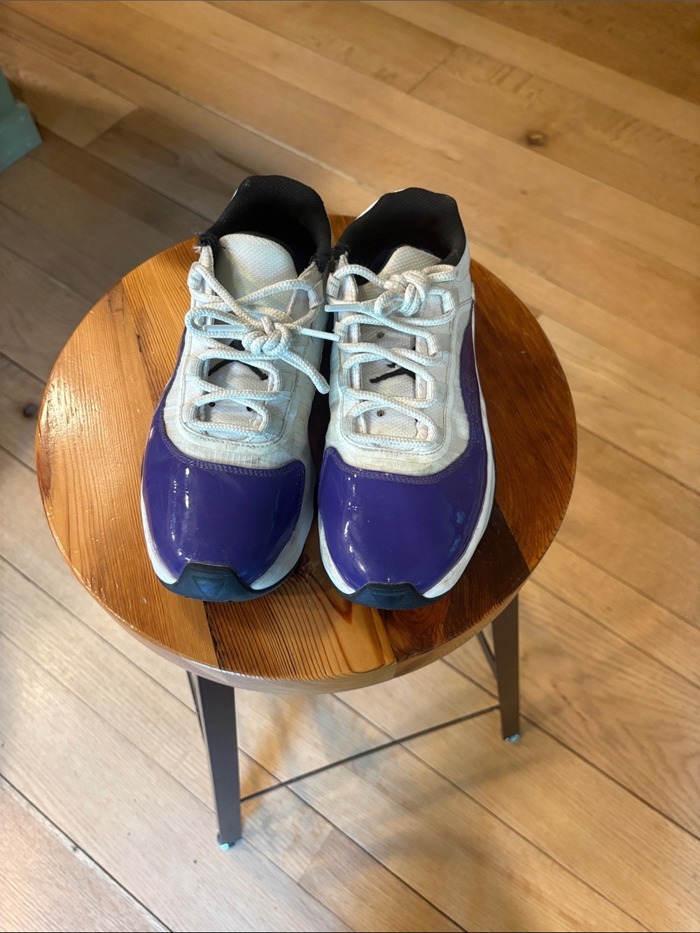 Jordan Kids Purple and White Sneakers with Glossy Toe